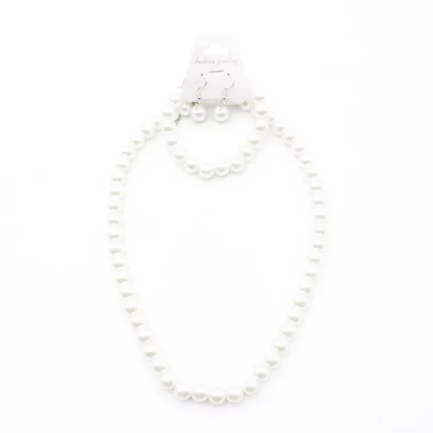 parure de perles collier + bracelet + boucle d'oreille