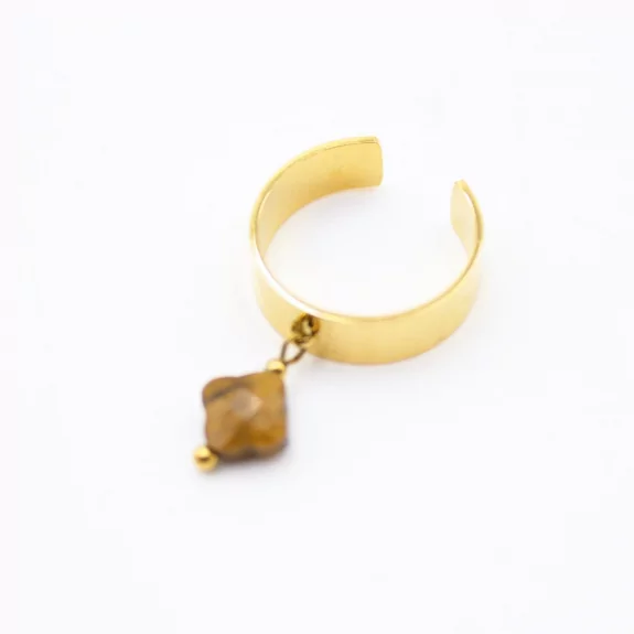 Bague acier inoxydable avec pampille en pierre véritable