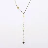 Collier en acier avec perles de couleur et trèfle forme Y