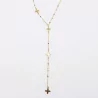 Collier en acier avec perles de couleur et trèfle forme Y
