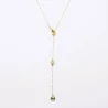 Collier en acier avec perles de couleur et grain de café forme Y