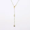 Collier en acier avec perles de couleur et grain de café forme Y