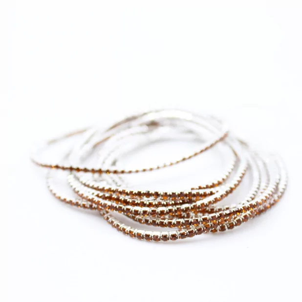 Lot de 10 bracelets strass argenté