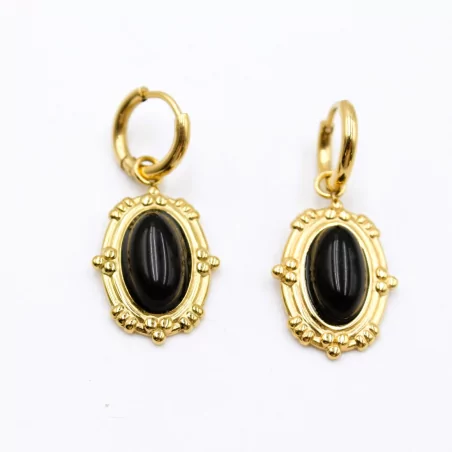 Boucles d'oreilles créoles avec pampille