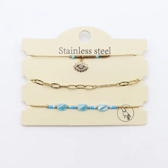 Pack de 3 bracelets acier -...