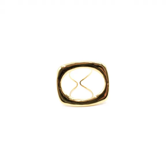 Bague dorée rectangle ovale