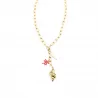 Collier acier doré coquillage et poisson
