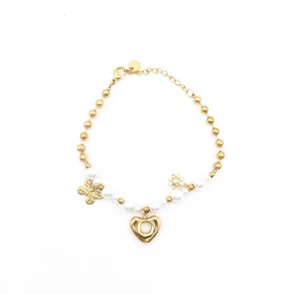 Bracelet acier perles cœur...
