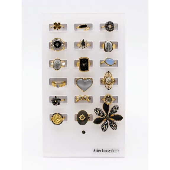copy of Pack 18 bagues acier inoxydable - blanc