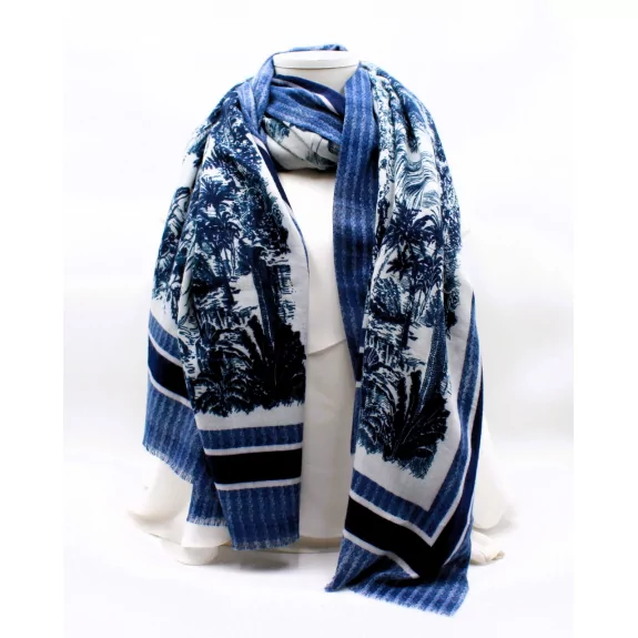 Echarpe esprit toile de jouy