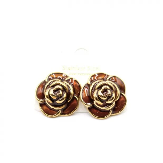 Boucle d'oreille acier - camélia