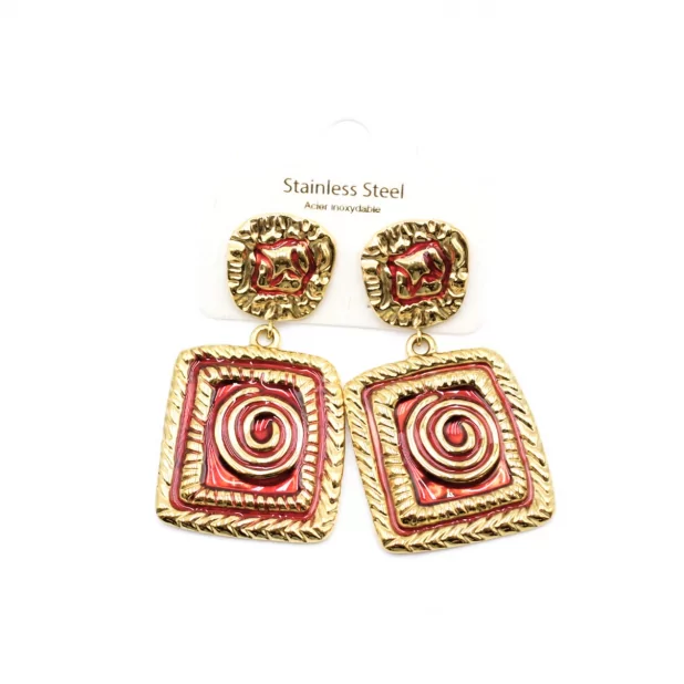 Boucle d'oreille acier - carré tourbillon
