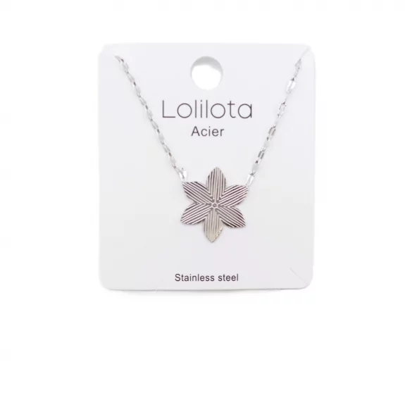 Collier acier - fleur