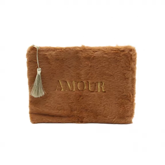 Pochette fourrure message AMOUR
