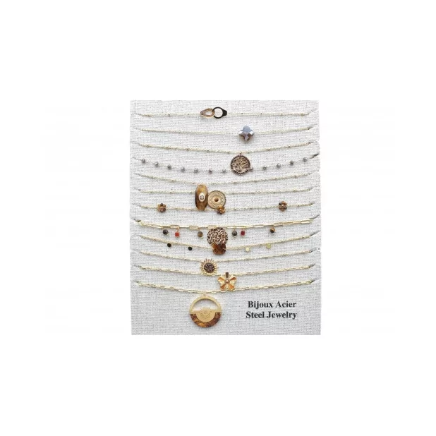Pack 12 colliers acier inoxydable - doré marron