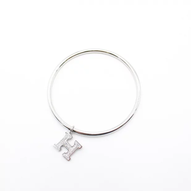 Jonc en acier inoxydable pendentif H