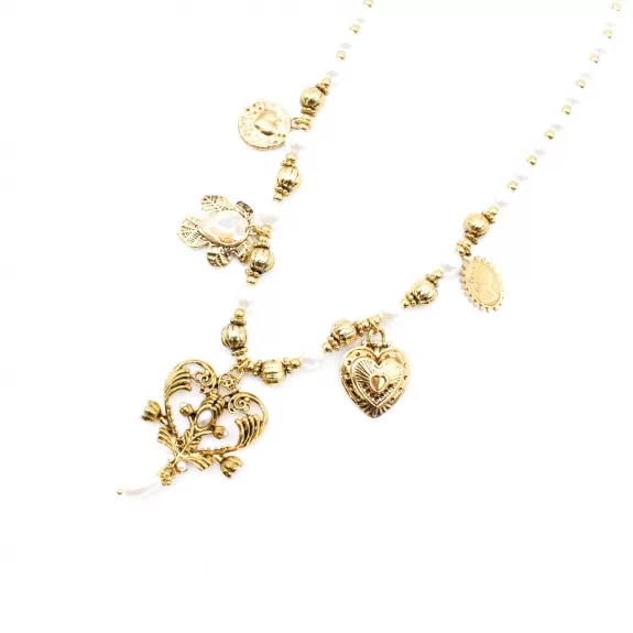 Collier perles blanches et...