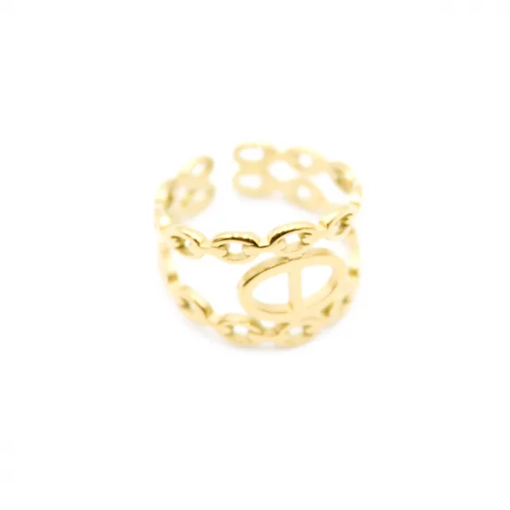Bague dorée acier luxe