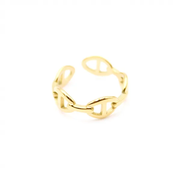 Bague acier doré luxe