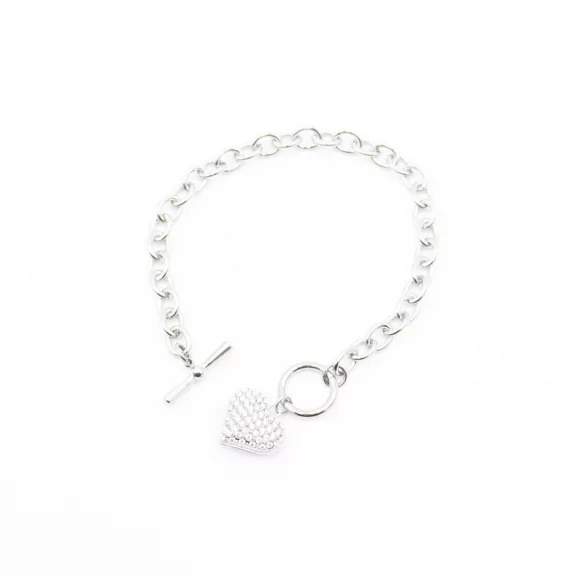 Bracelet acier argenté cœur