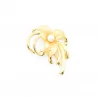 Broche dorée fleur avec perle nacrée