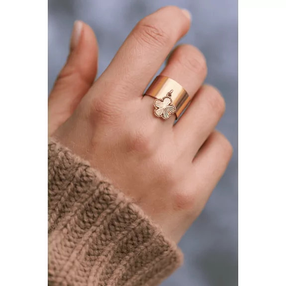 Bague acier pendentif trèfle