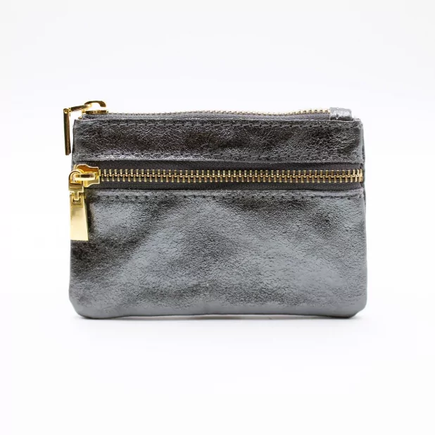 Porte monnaie en cuir pailleté