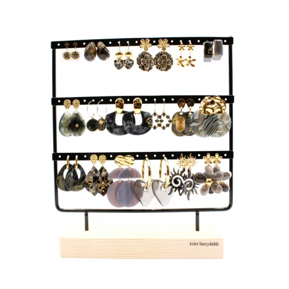 copy of Pack de 18 boucles d'oreilles acier - noir