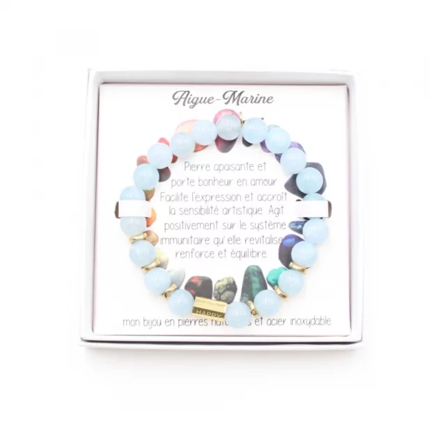 bracelet pierre naturelle aigue marine
