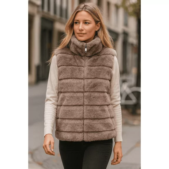 Gilet court fausse fourrure