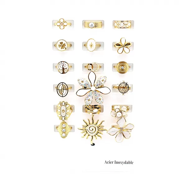 Pack 18 bagues acier...