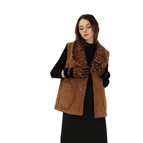 Gant suédine léopard et...