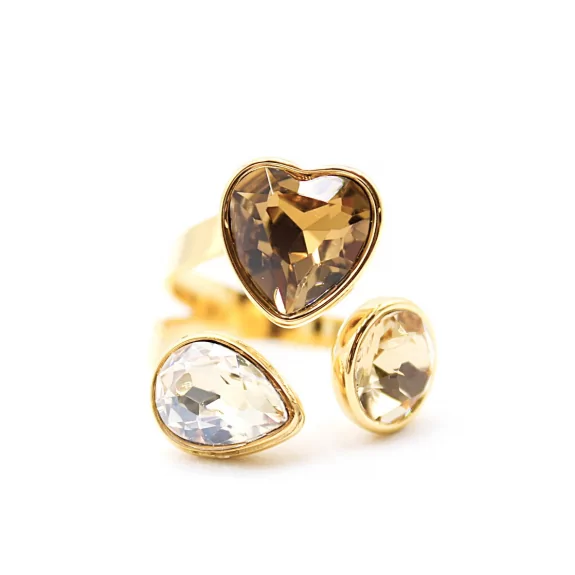 Bague tendance cabochons cœur