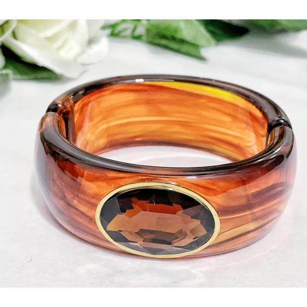 Bracelet jonc résine avec cabochon cristal