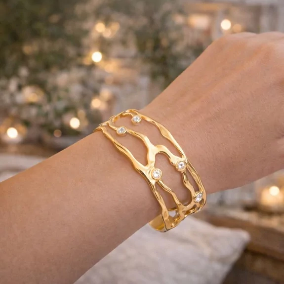 Jonc en acier et strass