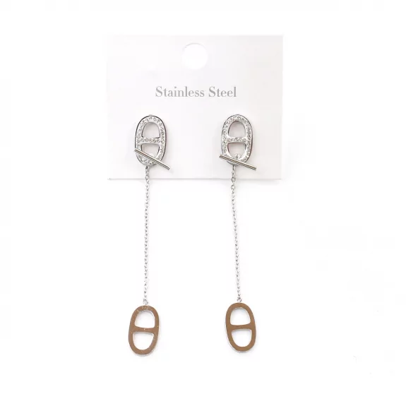 Boucles d'oreilles acier pendante luxe
