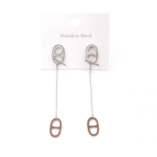 Boucles d'oreilles acier pendante luxe