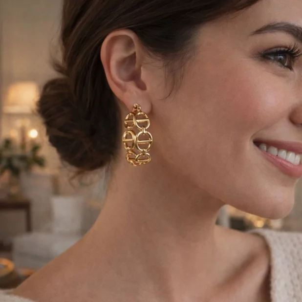 Créoles dorées élégantes en acier inoxydable Créoles dorées élégantes en acier inoxydable