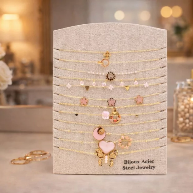 Pack 12 Colliers Acier Inoxydable - ROSE Pack 12 Colliers Acier Inoxydable - ROSE