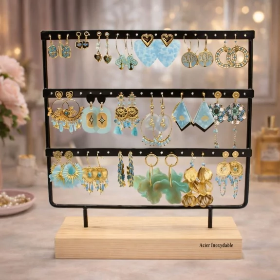 Pack de 18 boucles d'oreilles acier - TURQUOISE