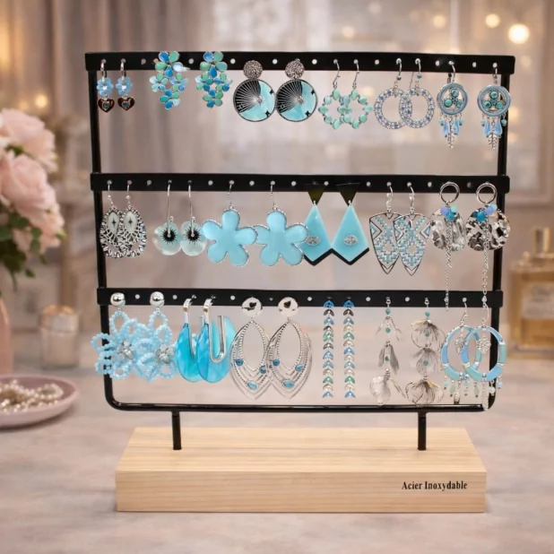 Pack de 18 boucles d'oreilles acier - argenté turquoise Pack de 18 boucles d'oreilles acier - argenté turquoise