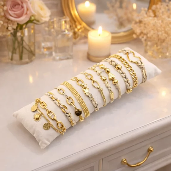 Pack de 12 bracelets acier et cordage