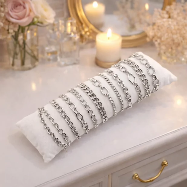 Pack 12 bracelets - maille argentée Pack 12 bracelets - maille argentée