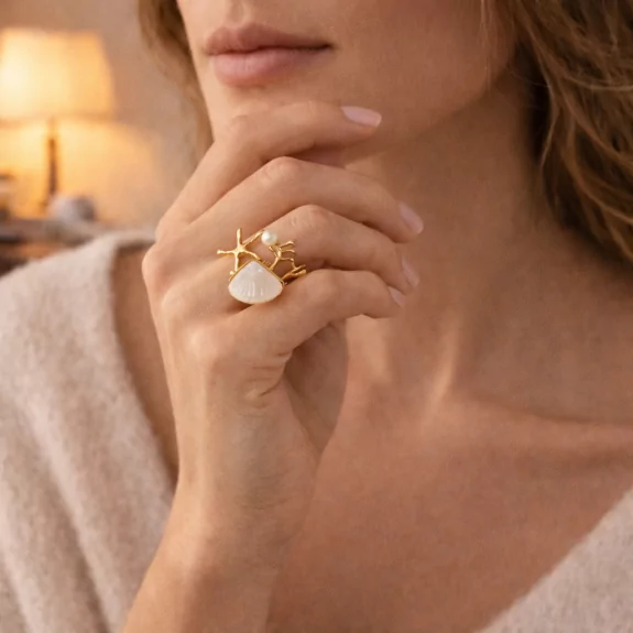 Bague dorée acier...