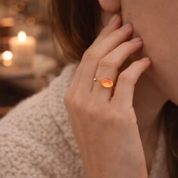 Bague acier avec pierre