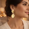 Boucles d'oreilles acier feuille pendante