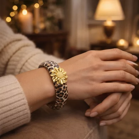 Bracelet tendance résine - animal et fleur acier