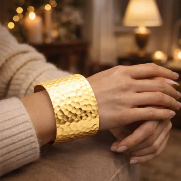 Jonc doré large acier...