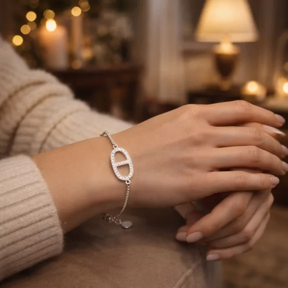 Bracelet acier argenté luxe