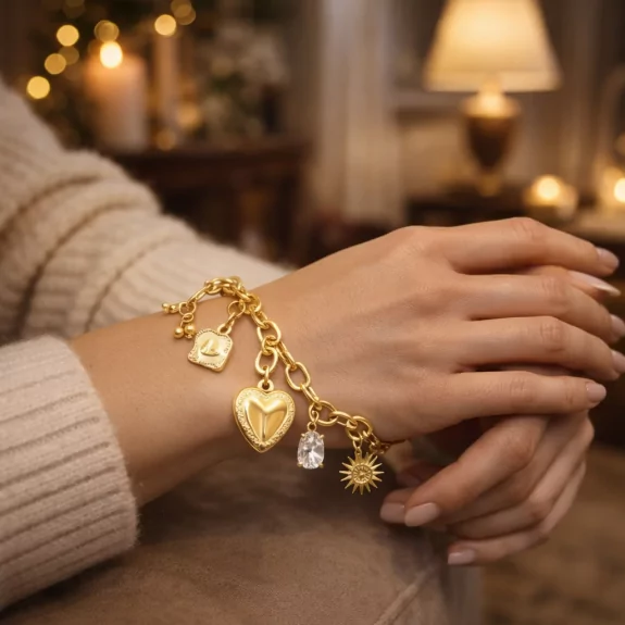 Bracelet breloques cœur et...